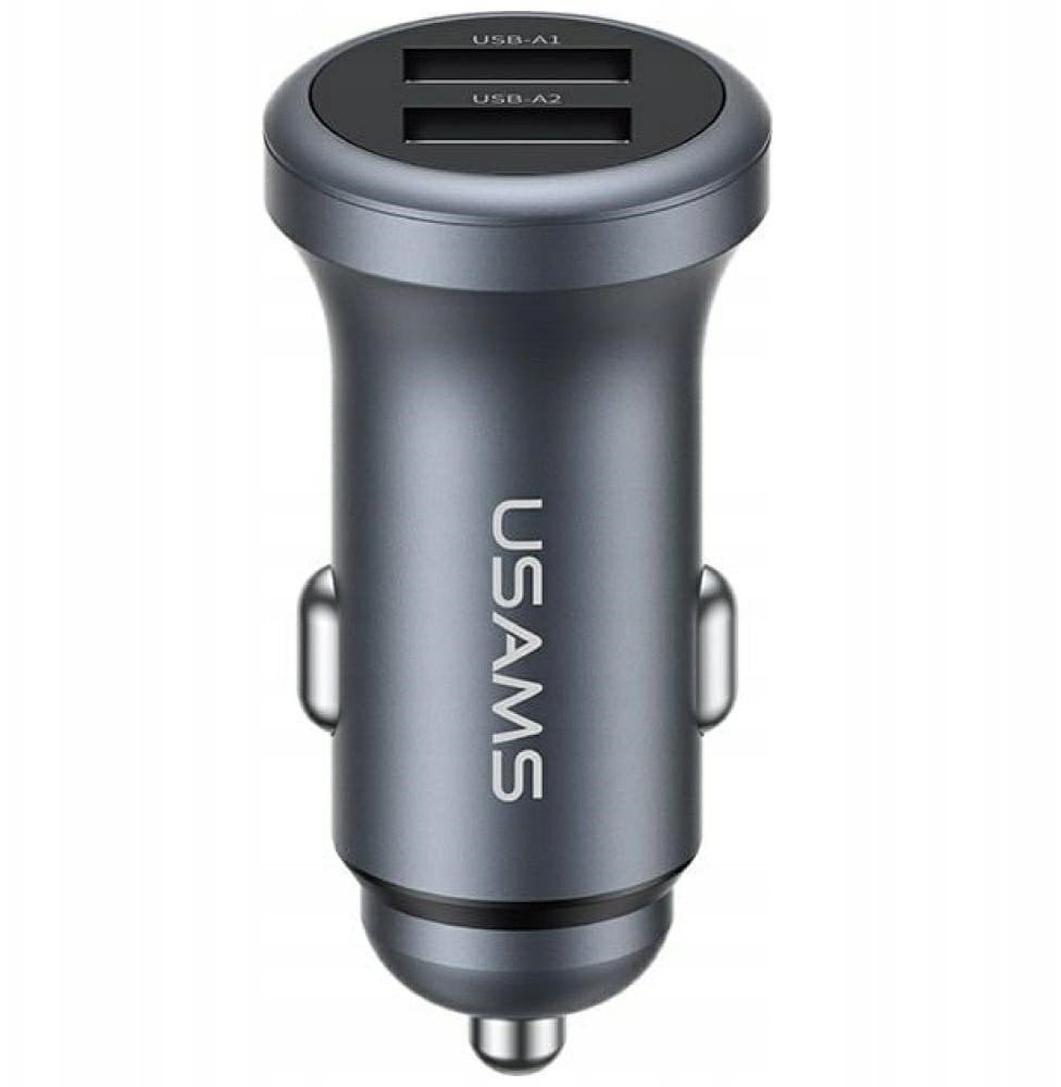Ładowarka samochodowa USAMS CC320 Aluminium 2.4A 2xUSB-A tarnish