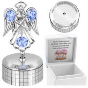 Pamiątka Chrztu Świętego - Pozytywka Posrebrzany Anioł Austrian Crystal / Prezent na roczek / z Grawerem - miniaturka - grafika 1