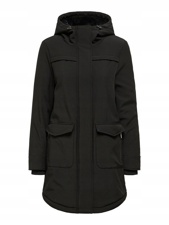 ONLY DAMSKA KURTKA Z KAPTUREM GŁADKA CZARNA L JHC