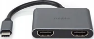 Adaptery i przejściówki - Adapter USB Nedis Nedis USB-C™ Adapter USB 3.2 Gen 1 USB-C™ Stecker 2x HDMI™ 4K@30Hz 0.10 m Rund Vernickelt PVC Schwarz Box - miniaturka - grafika 1