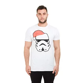 Koszulki męskie - Star Wars Męski T-shirt Trooper Santa, biały, L - grafika 1
