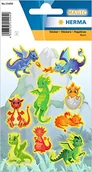 Etykiety do drukarek - HERMA 15494 neonowe naklejki dla dzieci, smoki (9 naklejek, tworzywo sztuczne, matowe) samoprzylepne, z motywem permanentnym, etykiety dla dziewcząt i chłopców, kolorowe - miniaturka - grafika 1