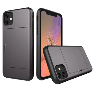 Etui na Apple iPhone 11 Pro Max 2019 6,5 cala z kieszenią na kartę Obudowa wstrząsoodporna szara - Etui i futerały do telefonów - miniaturka - grafika 1