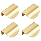 Zawiasy, okucia i inne akcesoria - 4 niewidoczne uchwyty do drzwiczek szafek, wykonane z mosiądzu w kolorze złotym, metalowe, do mebli. - miniaturka - grafika 1