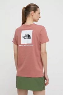 The North Face t-shirt bawełniany damski kolor różowy - Koszulki sportowe damskie - miniaturka - grafika 1