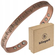 Bransolety męskie - BLINGART Bransoletka MAGNETYCZNA miedziana męska GRECKI wzór BANGLA - miniaturka - grafika 1