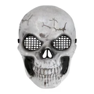 Balony i akcesoria - Maska na Halloween Czaszka szara 20,5 x 27 cm - miniaturka - grafika 1