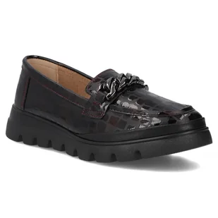 Skórzane półbuty damskie Filippo DP6467/25 BG bordo - Półbuty damskie - miniaturka - grafika 1