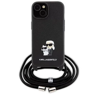 Etui Karl Lagerfeld Crossbody Saffiano Metal Pin Karl & Choupette na iPhone 15 - czarne - Etui i futerały do telefonów - miniaturka - grafika 2