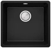 Zlewozmywaki - Primagran Podblatowy zlewozmywak granitowy. Zlew jednokomorowy Czarny Wenecja 50 Easy. Primagran MW5KC-A0#P - miniaturka - grafika 1