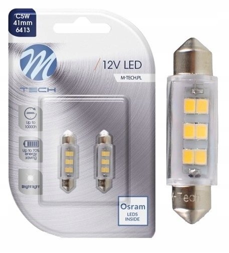 2x Żarówka C5w 41mm Osram Led M-tech Retrofit Biała