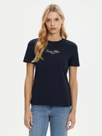 Koszulki i topy damskie - Tommy Hilfiger T-Shirt WW0WW45428 Granatowy Regular Fit - miniaturka - grafika 1