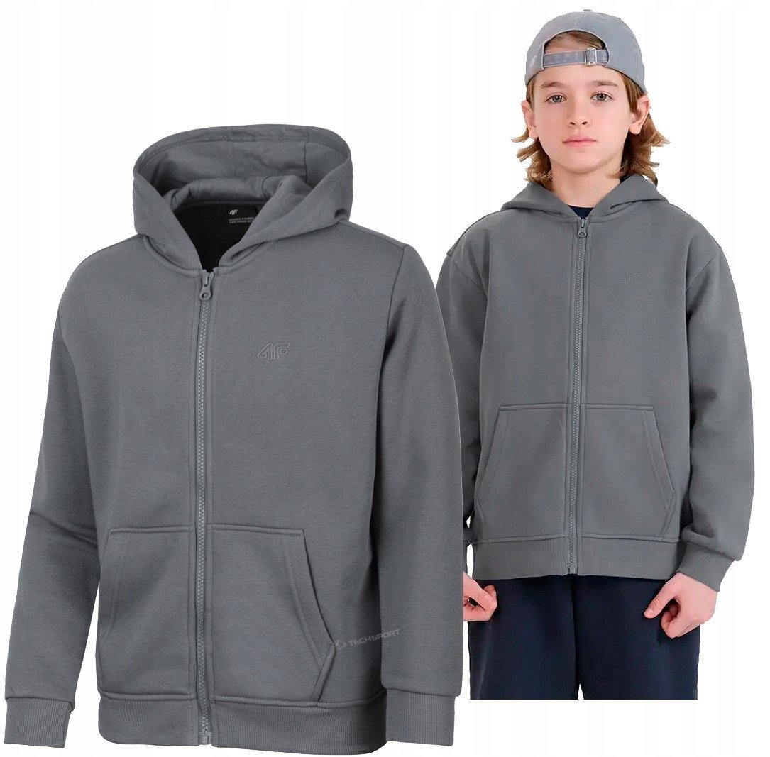 4F OCIEPLANA CHŁOPIĘCA BLUZA ROZPINANA Z KAPTUREM / rozm 158