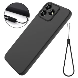 Do ZTE Blade V50 Design 4G Etui na telefon Płynny silikonowy pokrowiec z miękką wyściółką Czarny - Etui i futerały do telefonów - miniaturka - grafika 1