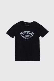 Koszulki dla chłopców - Pepe Jeans t-shirt bawełniany dziecięcy REGEN kolor granatowy z nadrukiem - grafika 1
