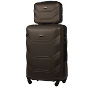 Walizki - Zestaw Walizka Duża + Kuferek z ABS-u (XL+BC) Kawowy - miniaturka - grafika 1