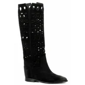 Kozaki damskie - Zamszowe ażurowe kozaki CARINII - Carinii - miniaturka - grafika 1