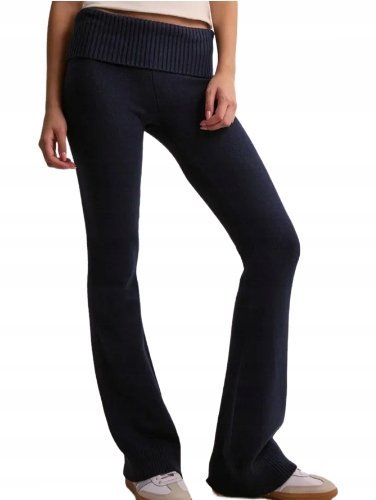 NELLY GRANATOWE SPODNIE DZIANINOWE ZE ŚREDNIM STANEM L DRI