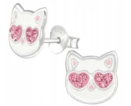 Biżuteria dla dzieci - Srebrne Kolczyki 925 Dla Dziewczynki Kotki Wkrętki Dla Dzieci Sztyft - miniaturka - grafika 1