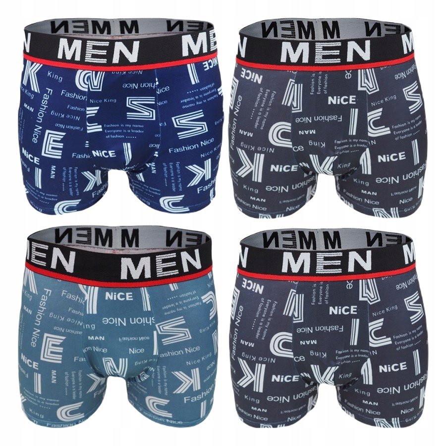 Bokserki Męskie Majtki Bambusowe Śmieszne Kolorowe Antybakteryjne 4 Sztuki