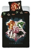 Pościel dla dzieci - Faro Pościel bawełniana 160x200 Harry Potter 002 Herb czarna młodzieżowa poszewka 70x80 - miniaturka - grafika 1