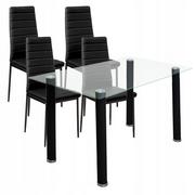 Stoły z krzesłami - Zestaw stół Nicea clear 4 krzesła Nicea czarne - miniaturka - grafika 1