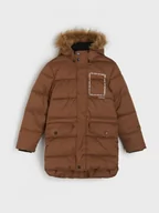 Kurtki i płaszcze dla dziewczynek - Sinsay - Płaszcz z kapturem - beżowy - miniaturka - grafika 1