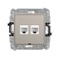 Gniazdka elektryczne - Karlik Gniazdo komputerowe 2xRJ45, kat. 5e MINI - taupe - miniaturka - grafika 1