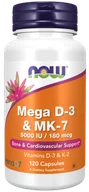Witaminy i minerały - Now® Foods TERAZ Mega D3 & MK-7, Witamina D3 5000 IU & Witamina K2 180 ug, 120 Kapsułek Roślinnych - miniaturka - grafika 1
