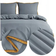 Pościel - Pościel 160x200 3 części z MIKROFIBRY gładka jednolita z koronką Brandon - miniaturka - grafika 1