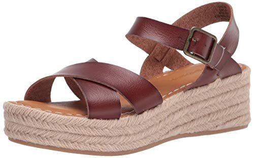 Amazon Essentials Damskie płaskie sandały Espadryle, Brązowy, 7.5 US