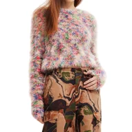 Swetry damskie - Sweter damski Desigual Mia klasyczny futrzany-XL - miniaturka - grafika 1