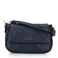 Torebki damskie - Damska crossbody z ekoskóry w przeszycia granatowa - miniaturka - grafika 1