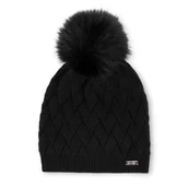 Czapki damskie - Damska czapka z dekoracyjnym splotem czarna - miniaturka - grafika 1