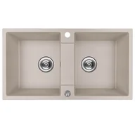 Zlewozmywaki - Kuchinox Zlewozmywak dwukomorowy Rab granit beżowy - miniaturka - grafika 1