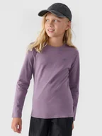 Bluzki dla dziewczynek - 4F Longsleeve regular gladki dziewczęcy - fioletowy 146 (10-11 lat) - miniaturka - grafika 1