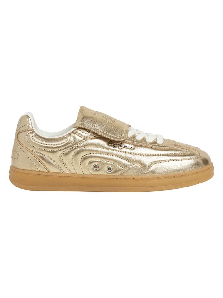 Pepe Jeans FOOTWEAR Skórzane sneakersy w kolorze złotym