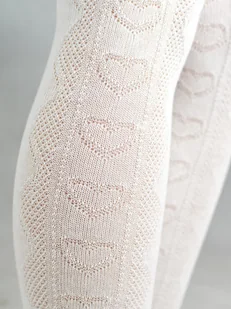 Rajstopy bawełniane białe z żakardowym wzorem serca 68-74 cm - Rajstopy Rajstopy bawełniane białe z żakardowym wzorem serca 68-74 cm - Rajstopy - miniaturka - grafika 1