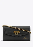 Torebki damskie - Kopertówka ze skóry naturalnej z łańcuszkiem czarna - miniaturka - grafika 1