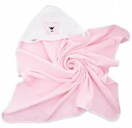 Okrycia kąpielowe dla dzieci - Bocioland Okrycie Kąpielowe Ręcznik Z Kapturkiem 80X80Cm Miś Róż 0243 - miniaturka - grafika 1