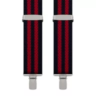 Dodatki do ubrań - Szelki do spodni w kolorze granatowo-czerwonym w paski EM 16 - EM Men's Accessories - miniaturka - grafika 1