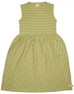 Sukienki - loud + proud Dziewczęca sukienka dziecięca, w paski z lnu, certyfikat GOTS, kolor awokado, 122/128, awokado, 122/128 cm - miniaturka - grafika 1