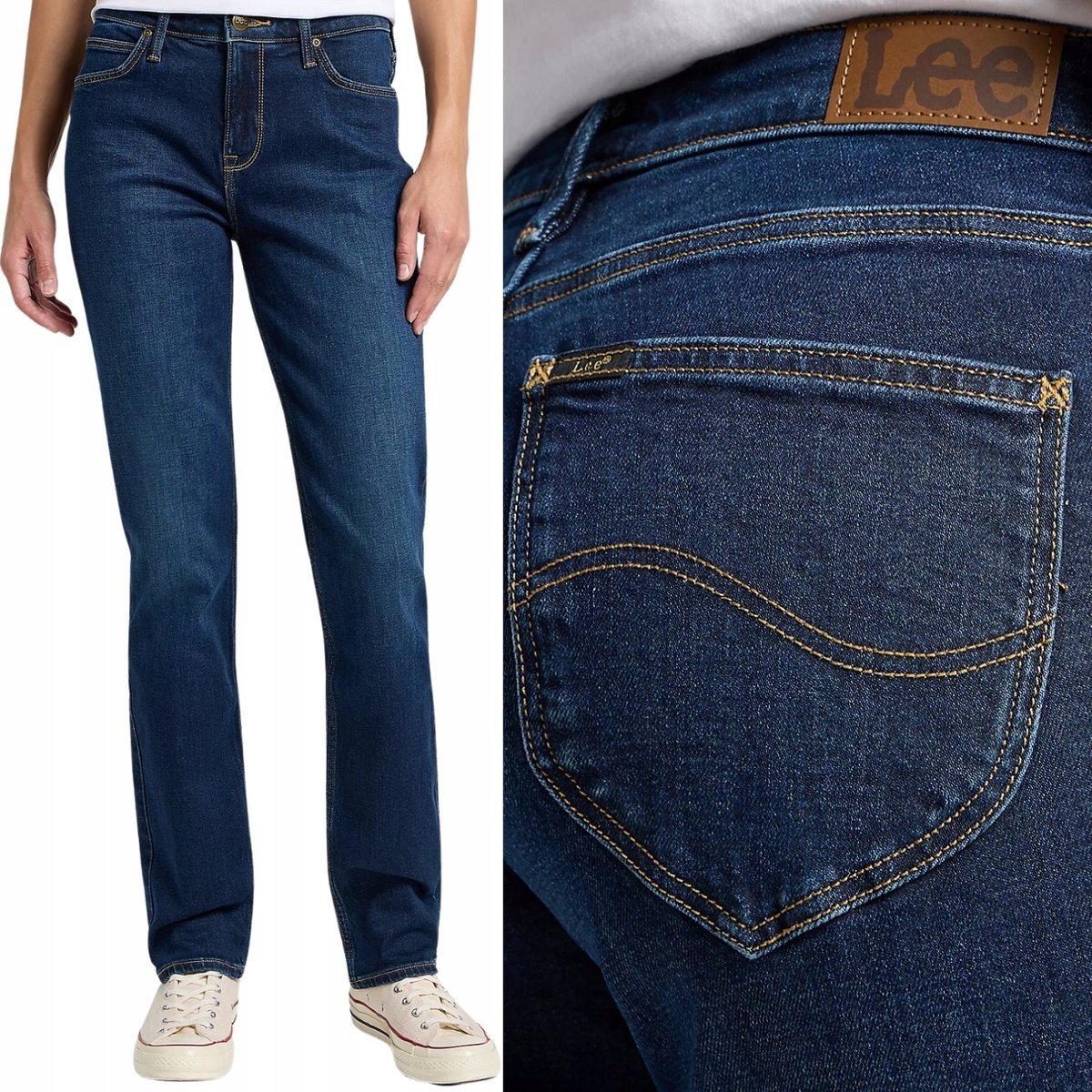 Lee Marion Straight Dark Used DżINS proste damskie spodnie jeansowe W27 L33