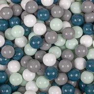 Zabawki do kąpieli - KiddyMoon Plastikowe piłeczki 7cm ciemny turkus-szary-biały-mięta 100 Zabawka zestaw kulek - miniaturka - grafika 1