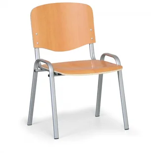 Fotel biurowy, krzesło biurowe B2B Partner Drewniane krzesło ISO, Buk, kolor konstrucji szary, nośność 120 kg JH-1701-8 silver - Fotele i krzesła biurowe - miniaturka - grafika 1