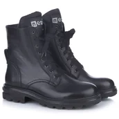 Botki damskie - Botki damskie Nessi 21134 czarny 1 czarne skórzane 37 - miniaturka - grafika 1