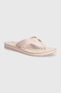 Tommy Hilfiger japonki TH EMBLEM BEACH SANDAL damskie kolor różowy na płaskim obcasie FW0FW07900 - Klapki i japonki damskie - miniaturka - grafika 1