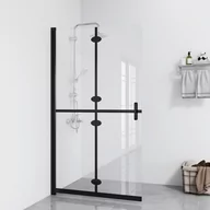 Ścianki i drzwi prysznicowe - shumee Składana ścianka prysznicowa przezroczyste szkło 90x190 cm - miniaturka - grafika 1