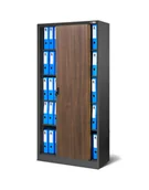 Szafki BHP - Szafa metalowa z drzwiami przesuwnymi KUBA: antracytowa/orzech 90x185 cm (1384), loftowa, na dokumenty - miniaturka - grafika 1