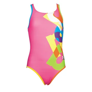 Dziecięcy Strój kąpielowy ARENA G PATCH JR ONE PIECE L 2A787/90 – Różowy - Stroje kąpielowe - miniaturka - grafika 1